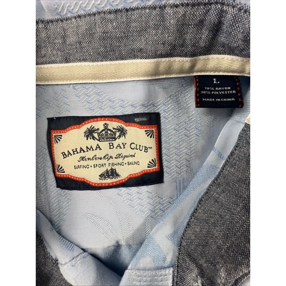 Bahama Bay Club Membership Men's Relaxed Fit Blue Floral SS Shirt Size Large